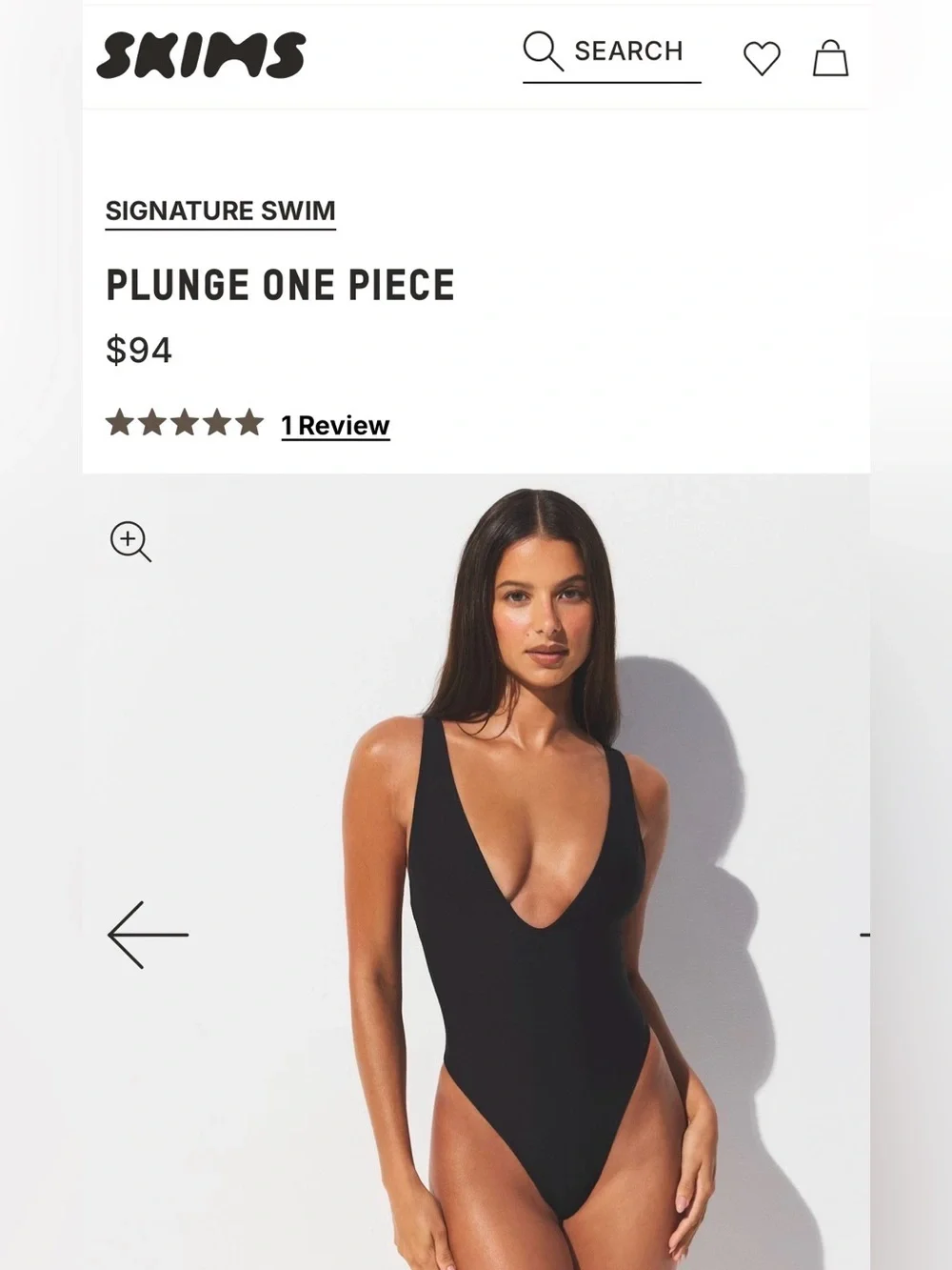 SKIMS Black (Signature Swim Plunge One Piece) Small